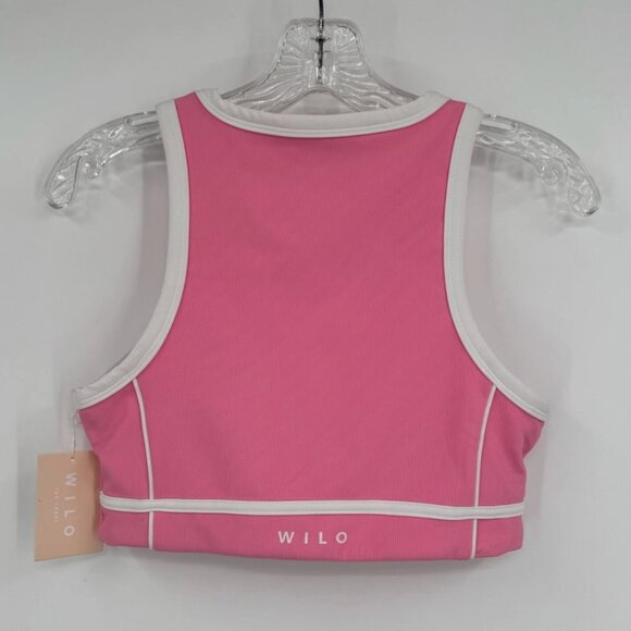 Wilo The Label Pink Ribbed Active Wear Athletic Sports Bra Top Sz S NWT - Picture 4 of 9